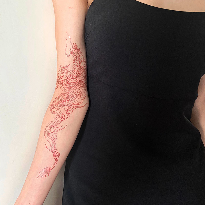 Best of Red Dragon Temporary Tattoo Sticker Men Women Arm Body Art Waterproof Fake Tattoo Applique Tattoo Big Size Reviews & Tips