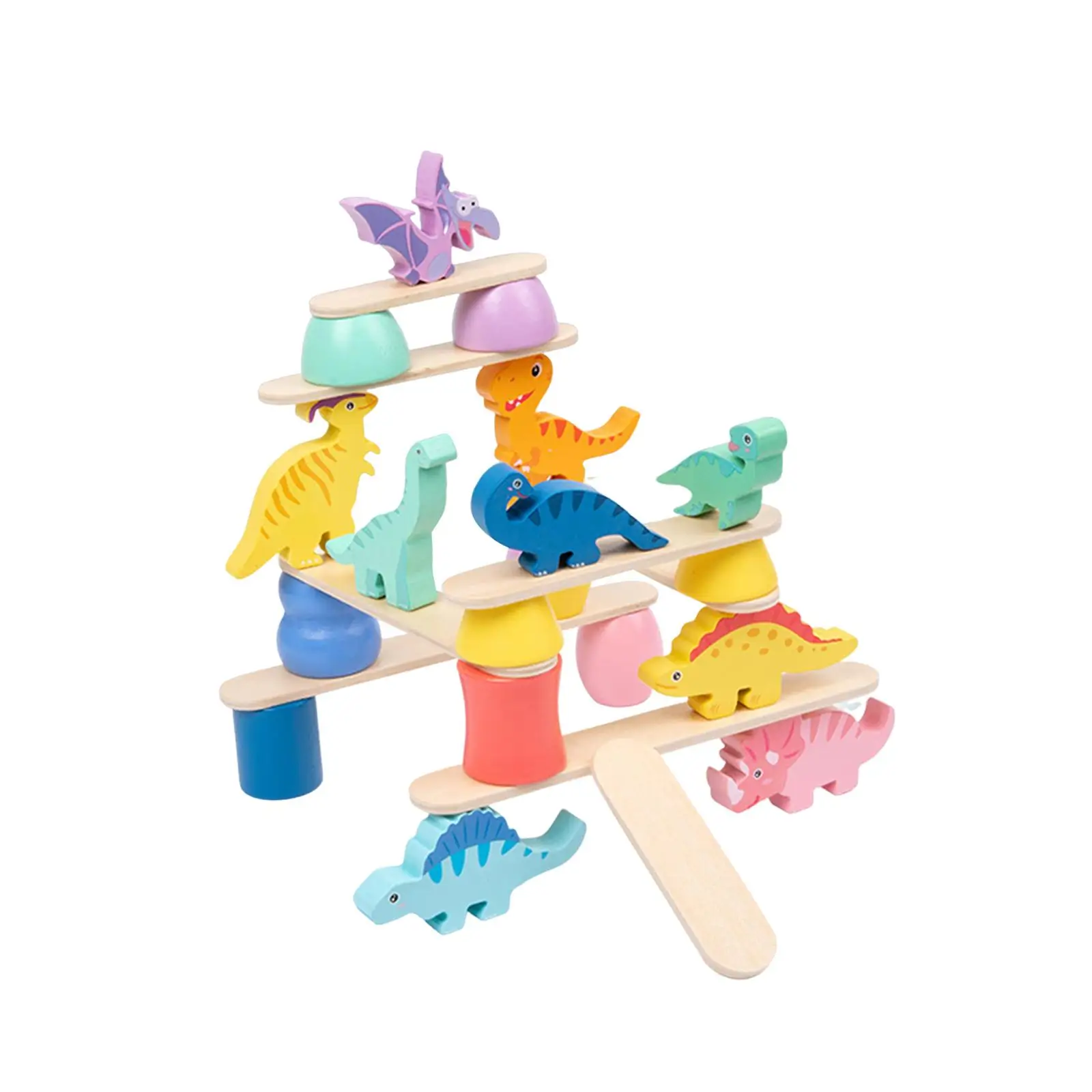 Wooden Dinosaur Stacking Balancing Block Puzzle Game for 1 2 3 4 5 Year Old