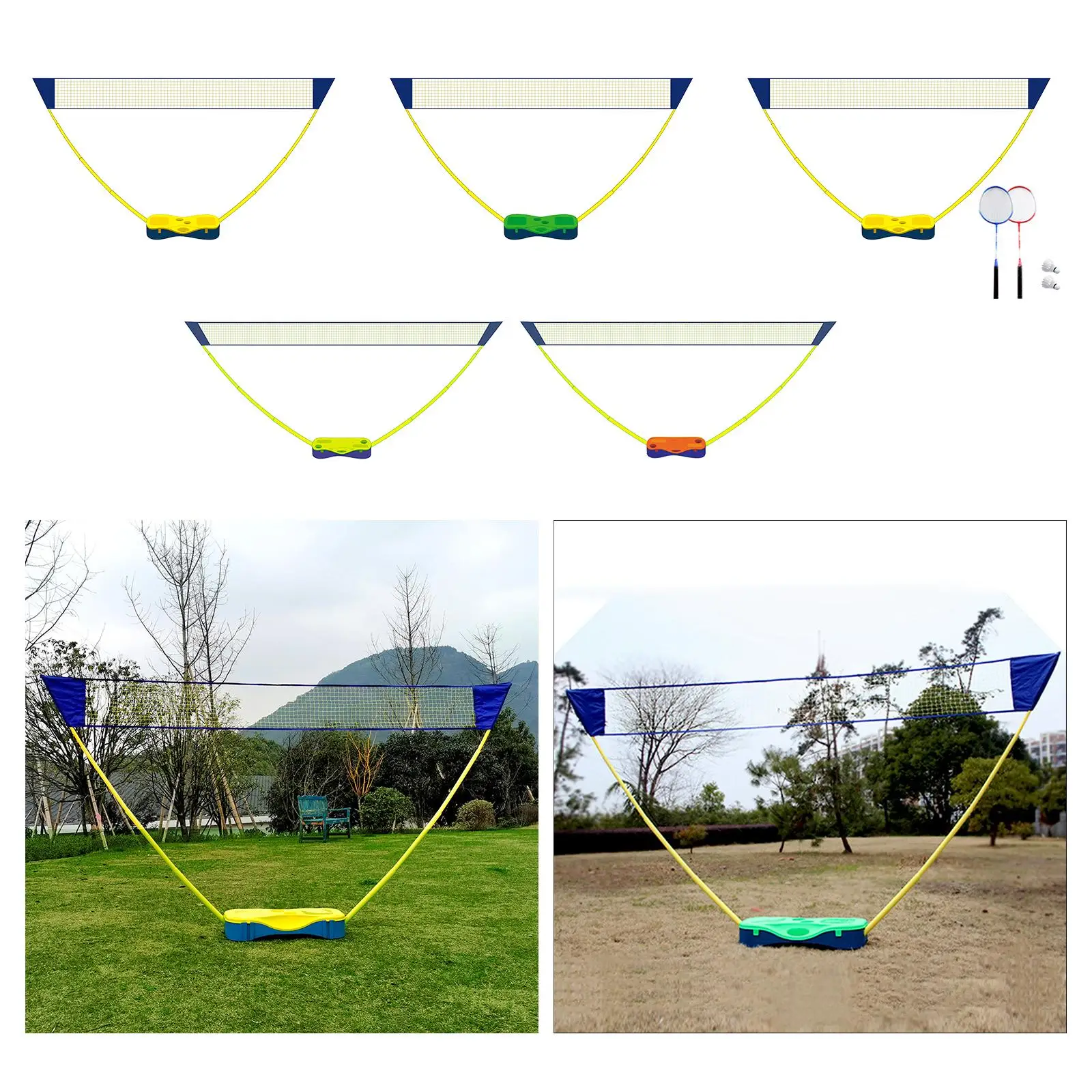 Portable Badminton Net Set with Carry Box, Height Adjustable Volleyball Tennis