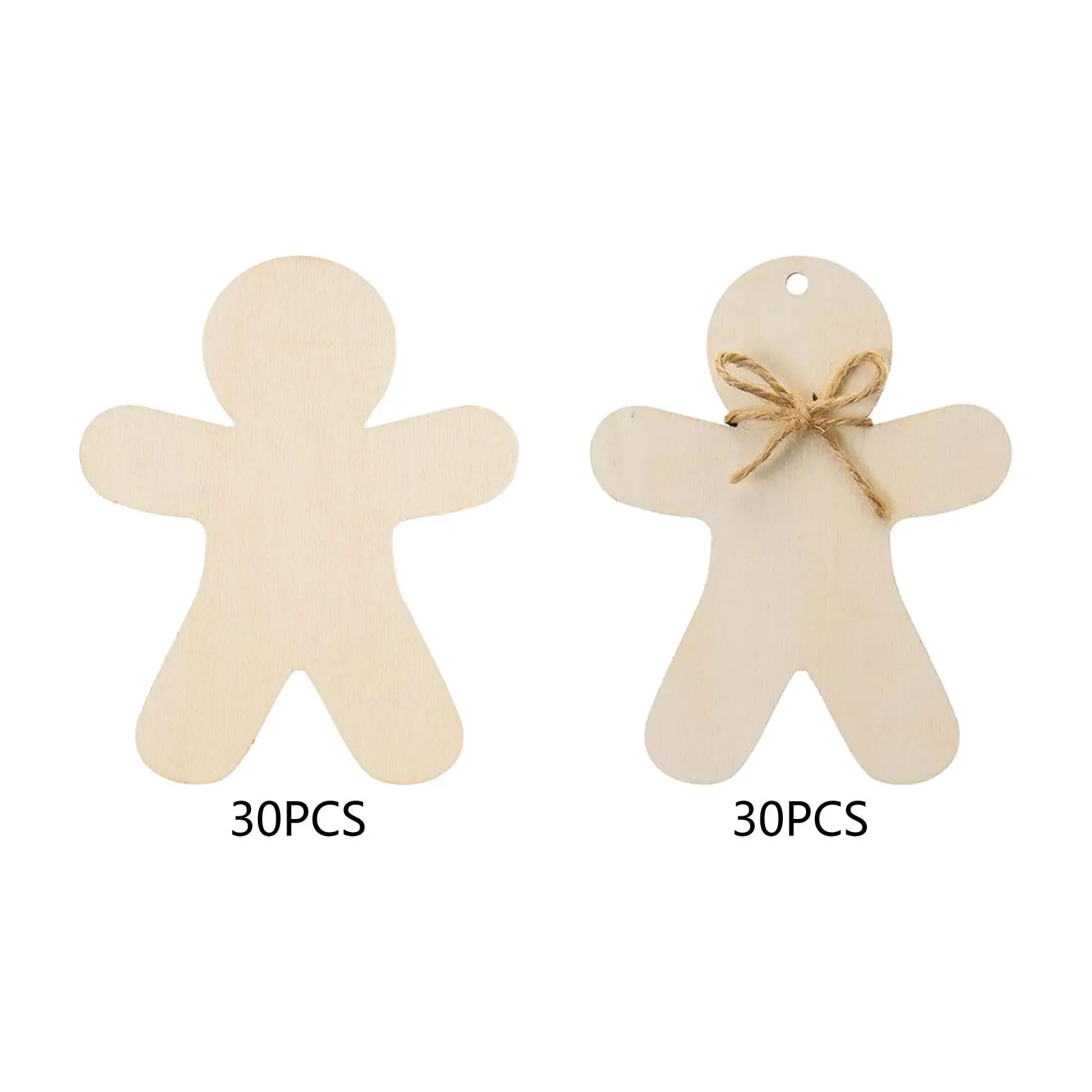 30x DIY Crafting Blank Gingerbread Man Ornaments Gingerbread Man Wooden Cutouts for Wedding Woodworking Supplies Xmas Signs Home