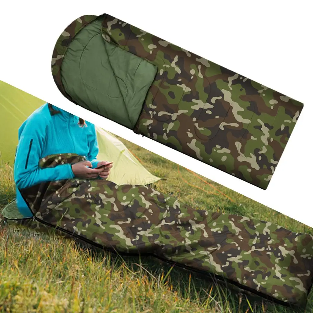 Portable Single Envelope Sleeping Bag Comfortable Warm Zip Bag Polyester Compact for Camping Hiking Winter Adult Women Office