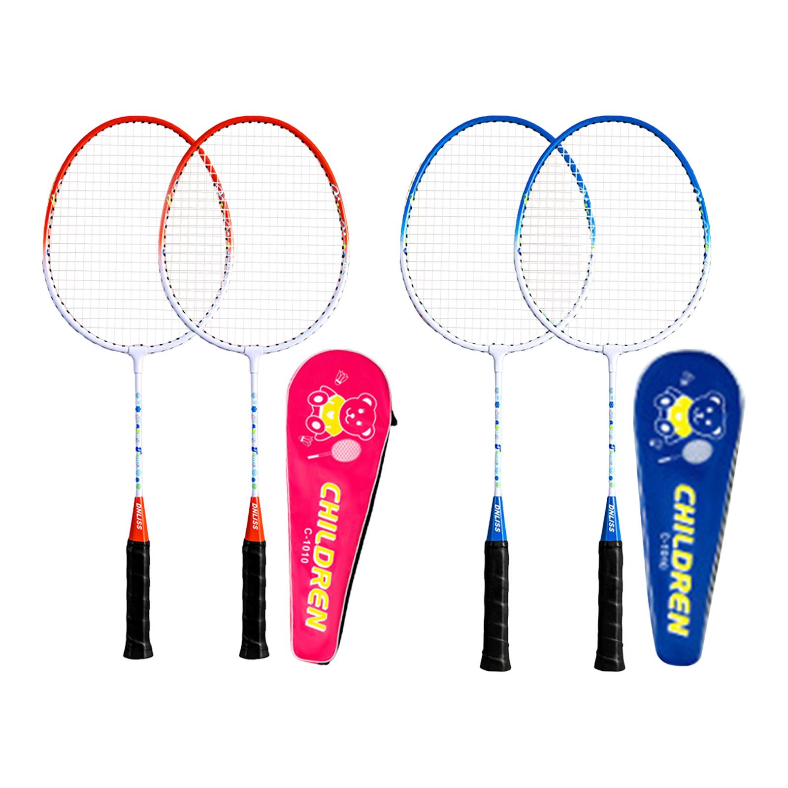 2Pcs Badminton Rackets Set with Cover Bag Beginners Portable for Kids Double Racquets for Game Tennis Backyard Outdoor Training