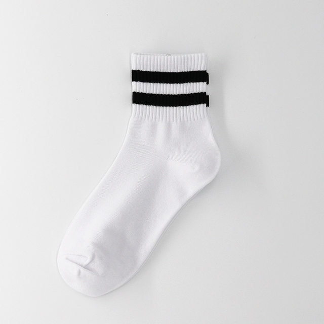 Impress'D Clothing 12 Pairs White Unisex Crew Socks with Two Red Stripes Classic Retro Old School