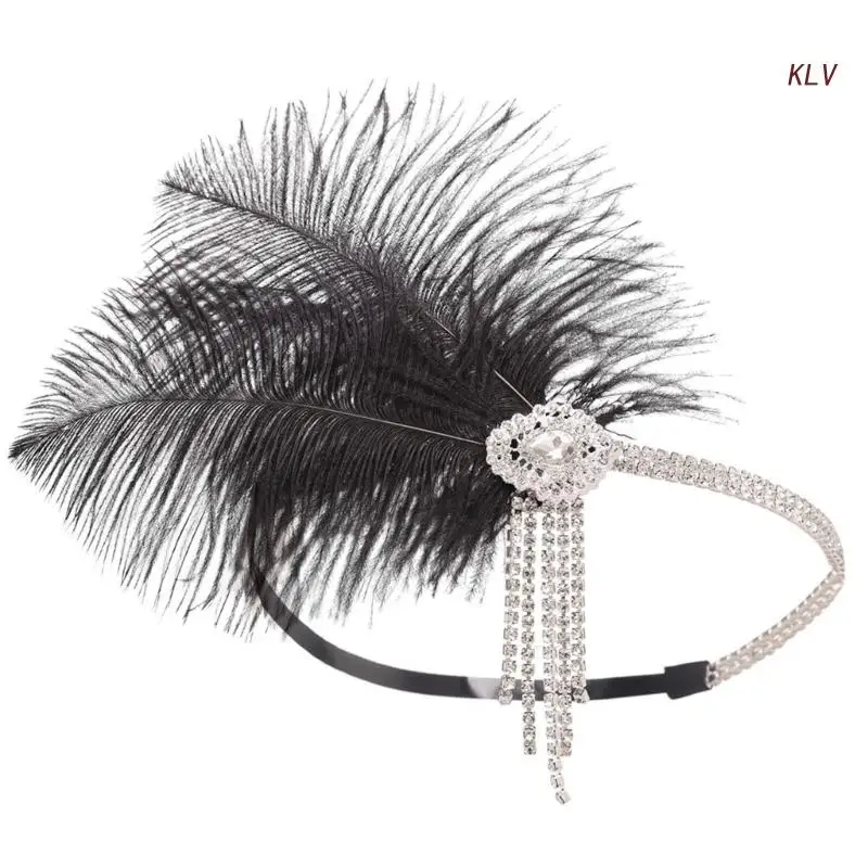 Acessórios para Festa Gatsby Elegante Pena Borla Headband