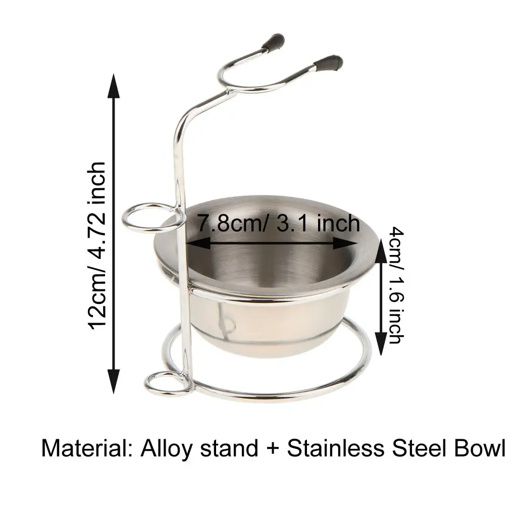 Alloy Shaving Brush   Holder + Stainless Steel Shave Mug Bowl Set - +Bowl