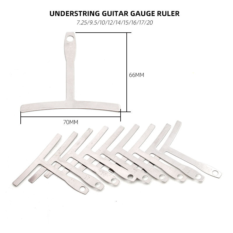 9 Stück Gitarre unter Saiten radius Gauge Hals gekerbt gerade Kante Builder messen Edelstahl Gitarre Builder Gitarrenbauer Werkzeuge – Detail 6