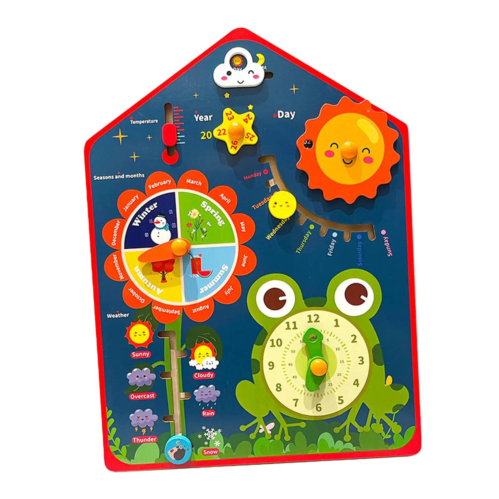 Montessori Wooden Calendar Clock Learning Educational Toy for Children