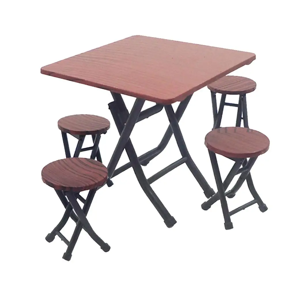 Kids Plastic Brown Table and Chairs Set (4 Chairs and 1 Table)