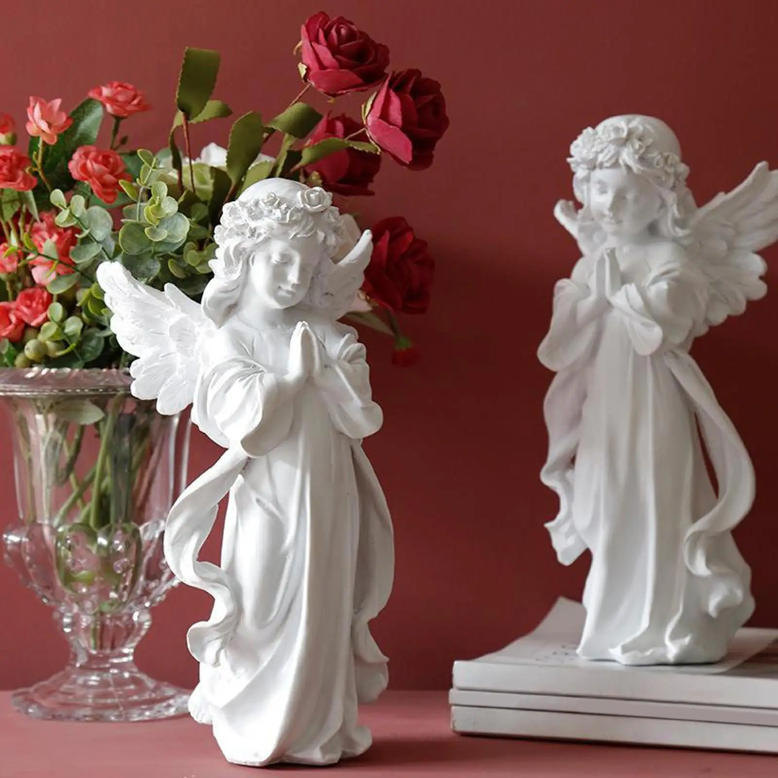 2Pcs Resin Praying Angel Figurine Statue Decoration Decorative