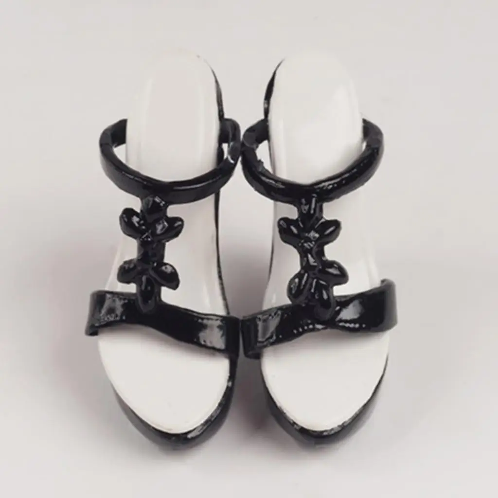 1/6 Scale Action Figure Platform Sandals Plastic Black For   Accs