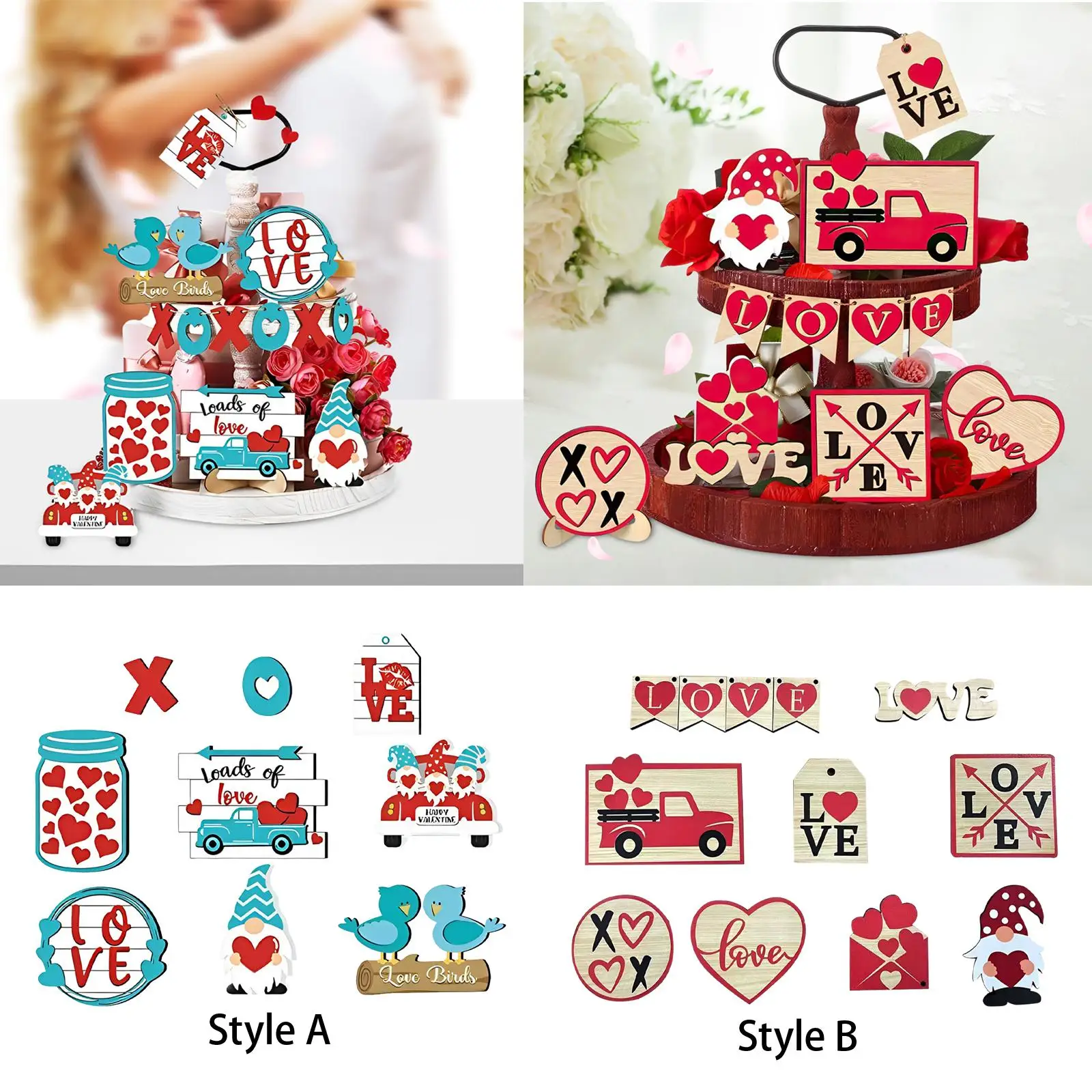 Valentine`s Day Tiered Tray Decor Valentines Day Decor Cute Layered Tray Decoration for Tabletop Engagement Holiday Wedding Home