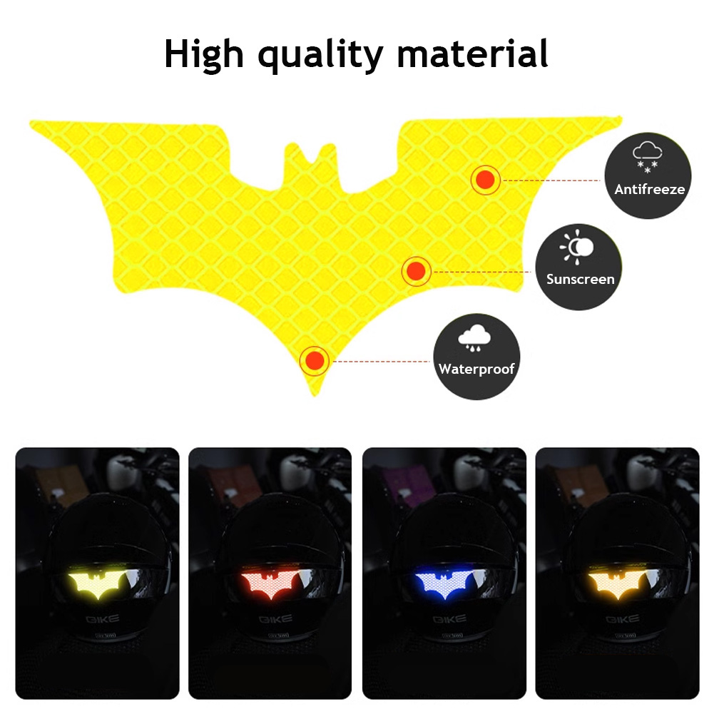 3Pcs Auto Reflektierende Aufkleber Reflektierende Band Warnung Aufkleber Nacht Sicher Fledermaus Stil Dekoration Motorrad Helm Aufkleber – Detail 1
