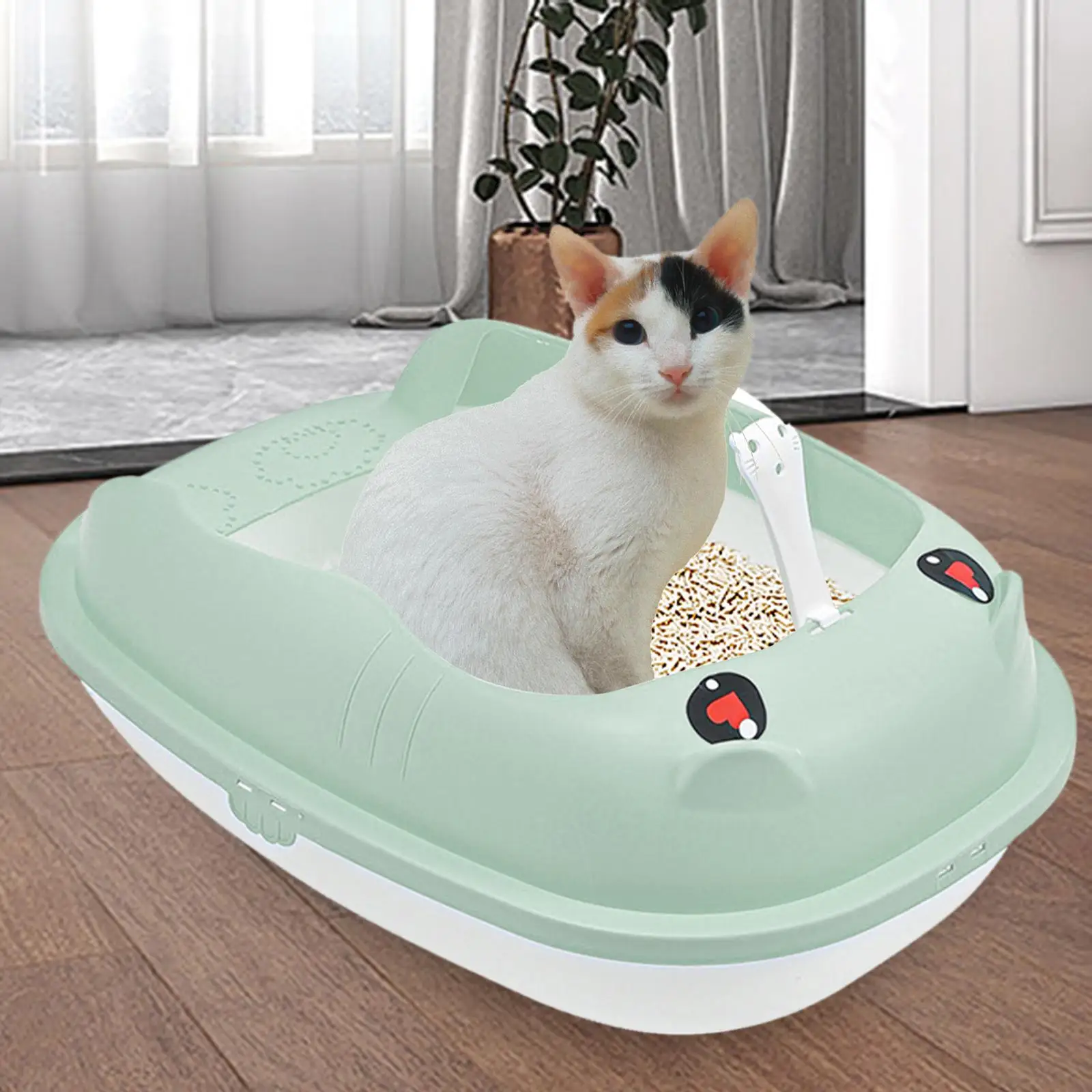 Cat Litter Box Bedpan High Sided Easy to Clean for Cats Supplies Kitty Bunny