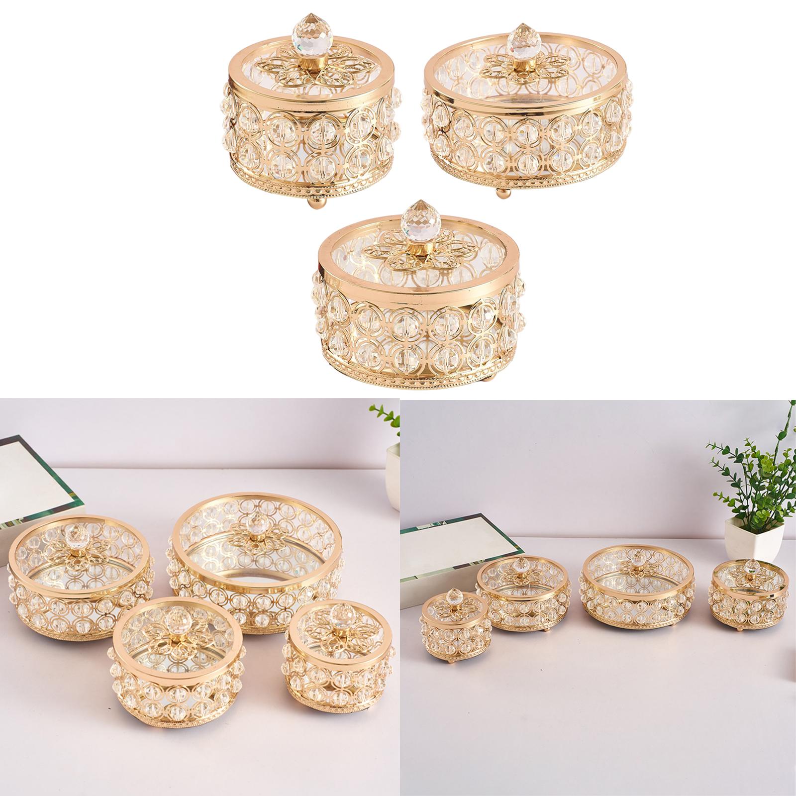 Crystal Jewelry Box Display Decorative Gold Holder for Rings Home Decoration