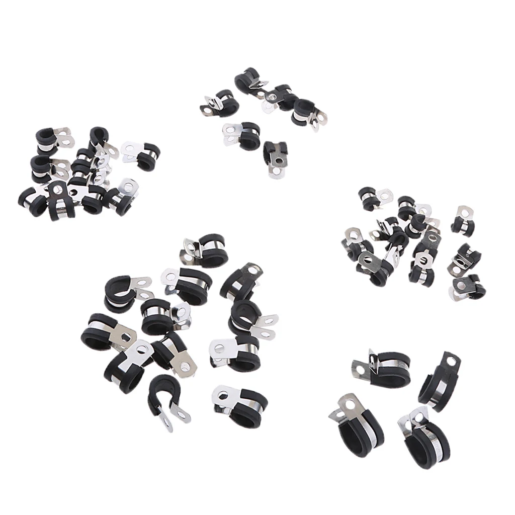 44Pcs Stainless Steel Rubber Cushioned Cable Clamp  Cord Clips Assortment
