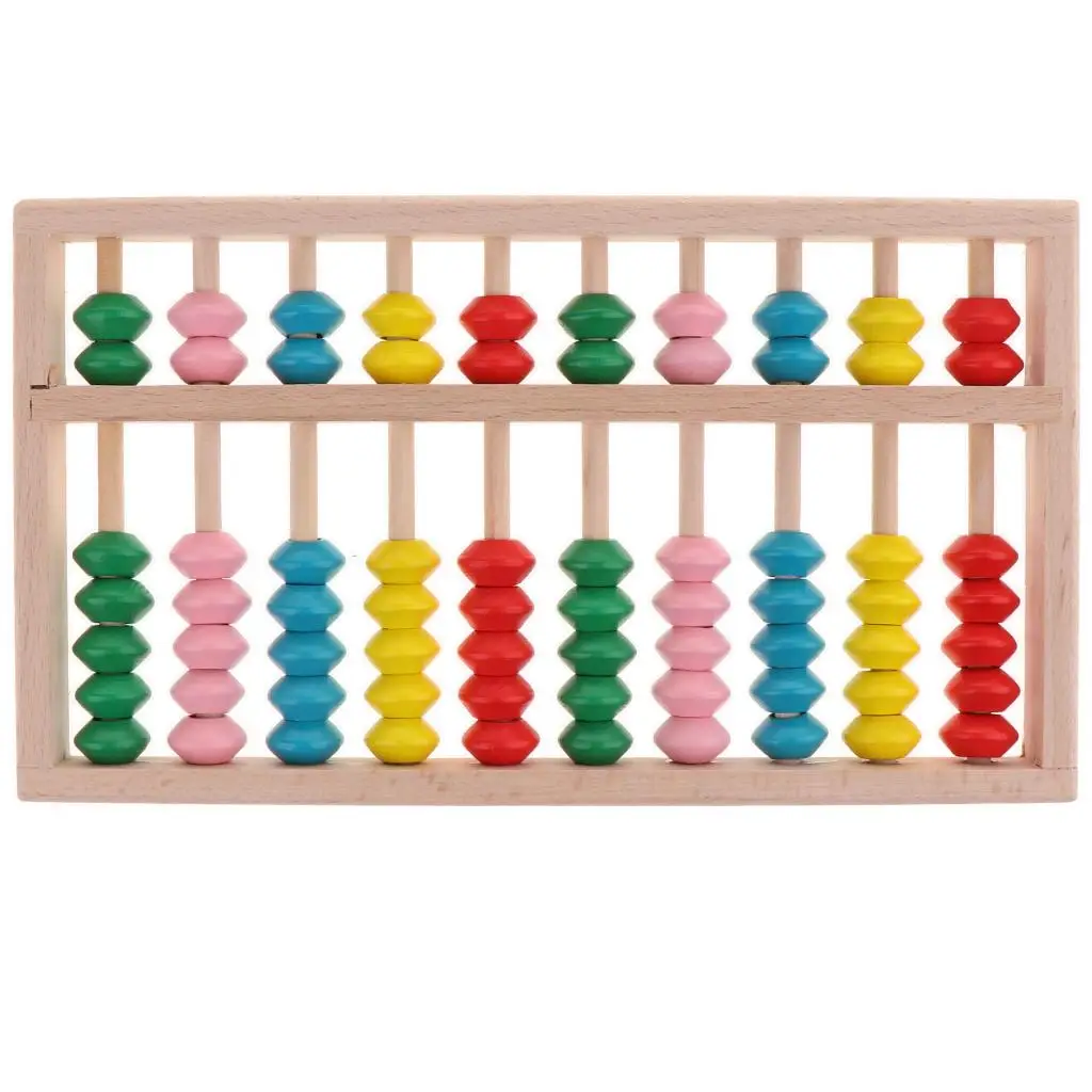 10 Digits Rods Wooden Abacus Colorful Chinese Calculator Counting Tool