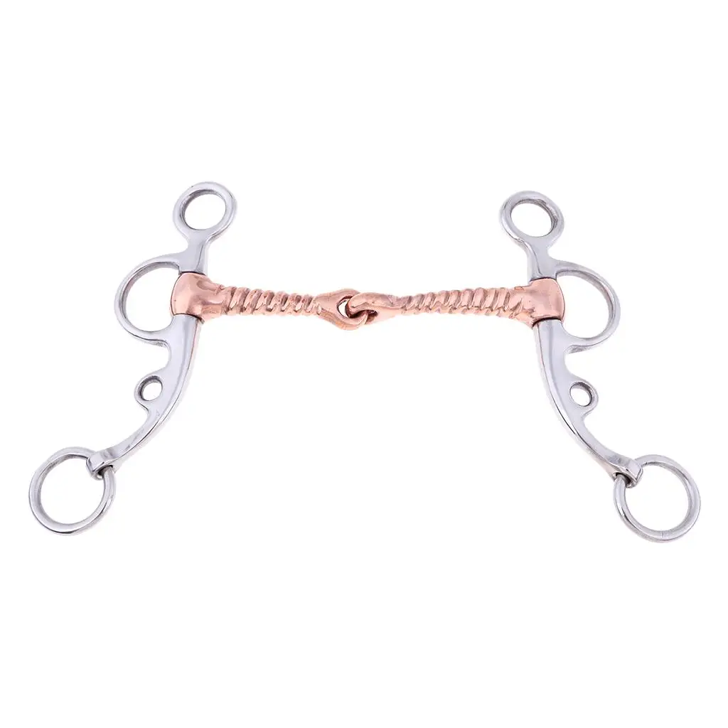  Snaffle, Stainless Steel All Purpose Bit, with Jointed Copper Mouth, for Horse Riding Accessories