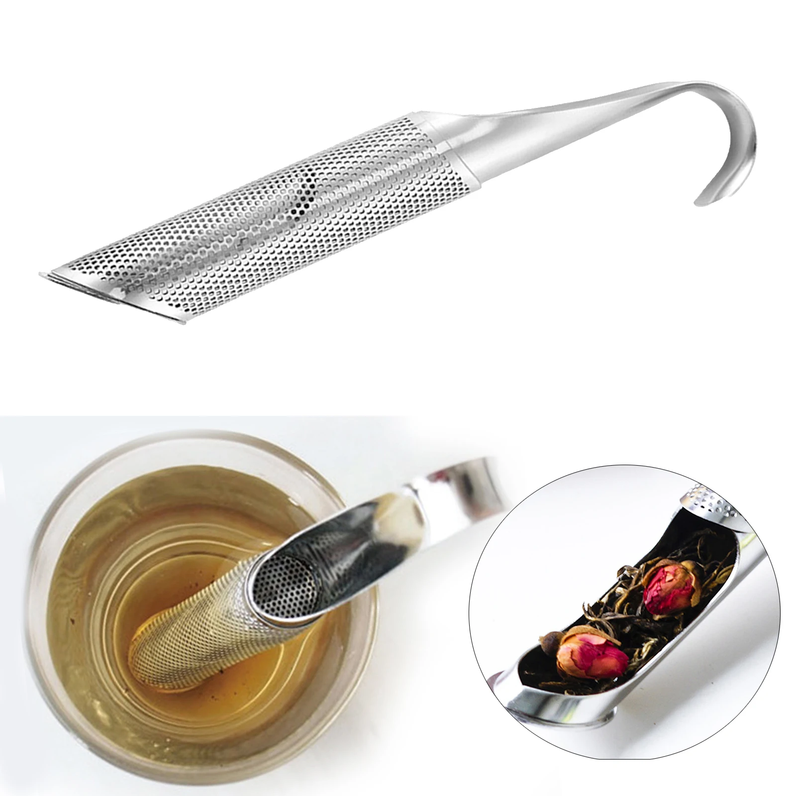 Stainless Steel Tea Strainer Stick  Reusable Convenient  Strainer Tea Diffuser for Office Scented Tea Loose Tea, Rose, Spices