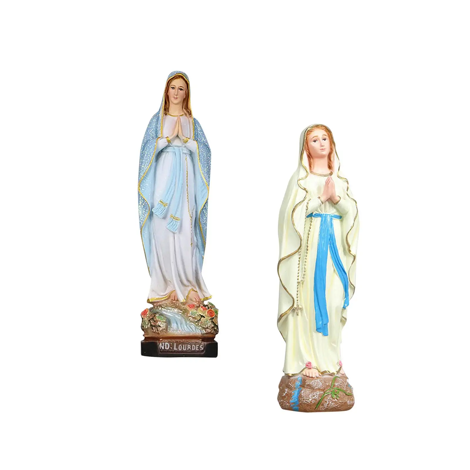 Mother Mary Figurine on Base Statues Décor for Desk Tabletop Living Room