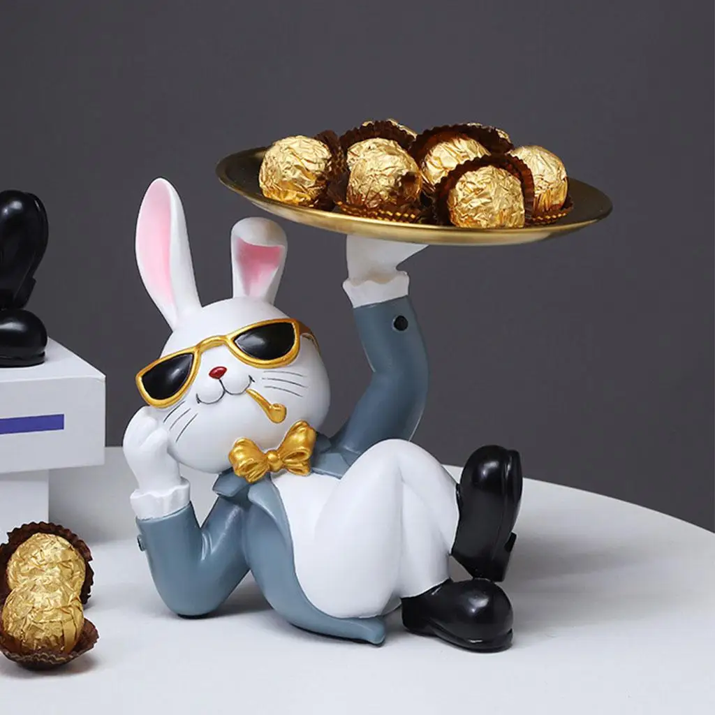 Rabbit Storage Tray, Key Jewelry Holding Bowl for Porch Desktop Miniature Crafts