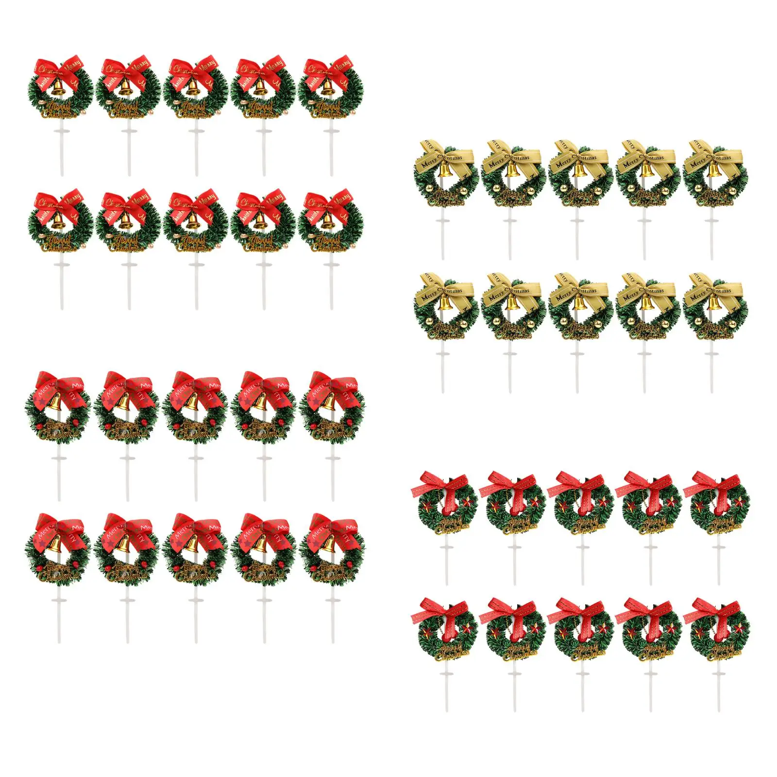 10 Pieces Mini Christmas Wreaths Home Decoration Winter Holiday Christmas Tree Decorations Cupcake Sticks Cake Decorations