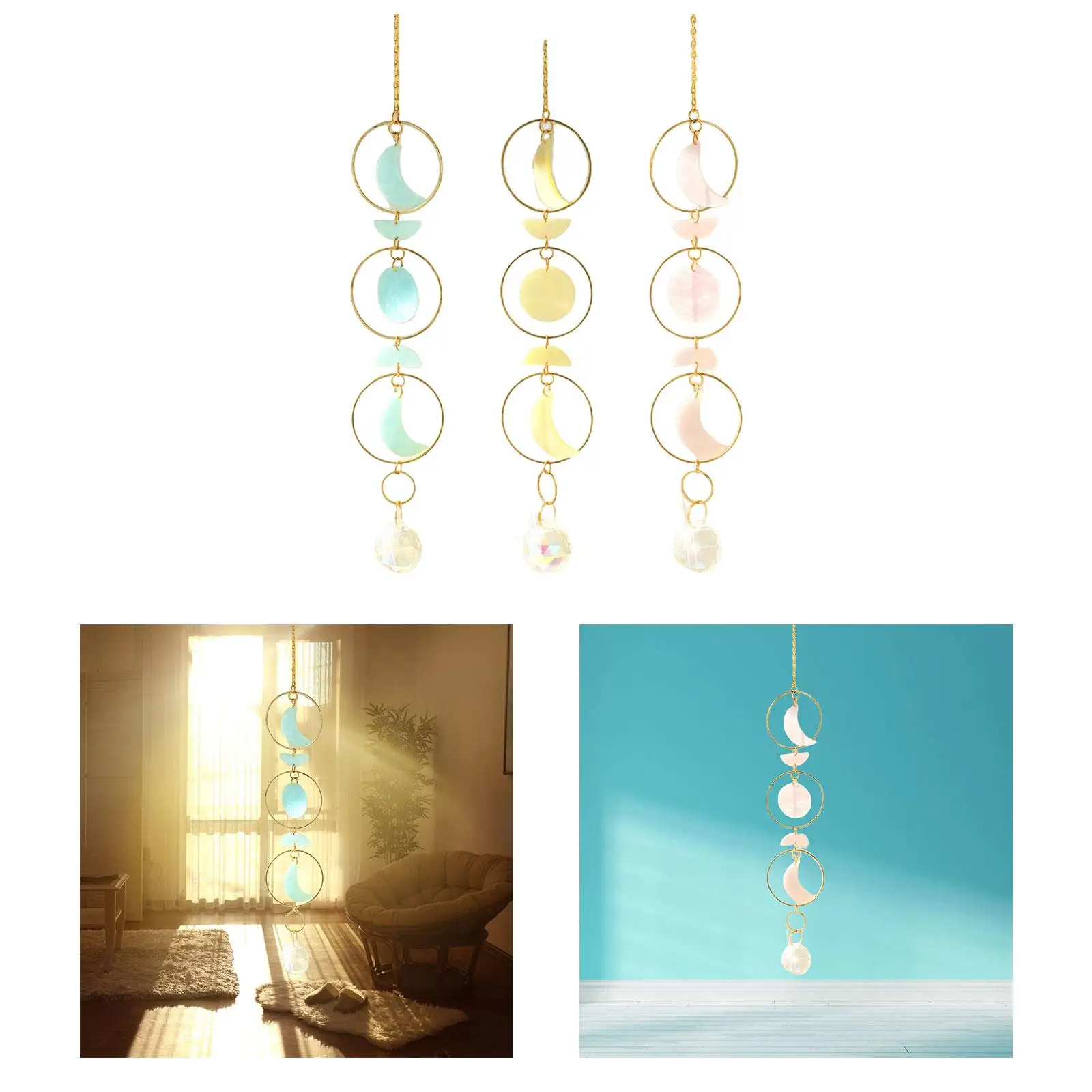 Pendant with Chain Ornament Rainbow Make Prisms Decor for Wedding Wall Office Car Decoration