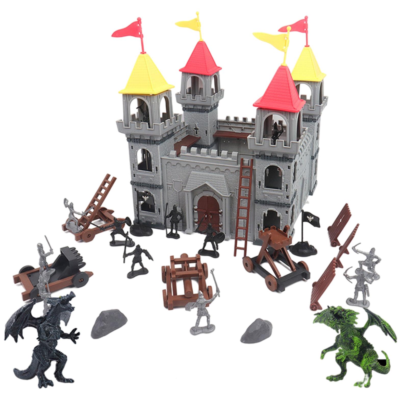 19Pcs/set   - Cool Castle Play / Soldiers, Vehicles, Drangons Pretend    Toy Figurines for Boys