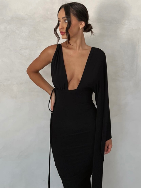 Low Profile Backless Maxi Dress in Black