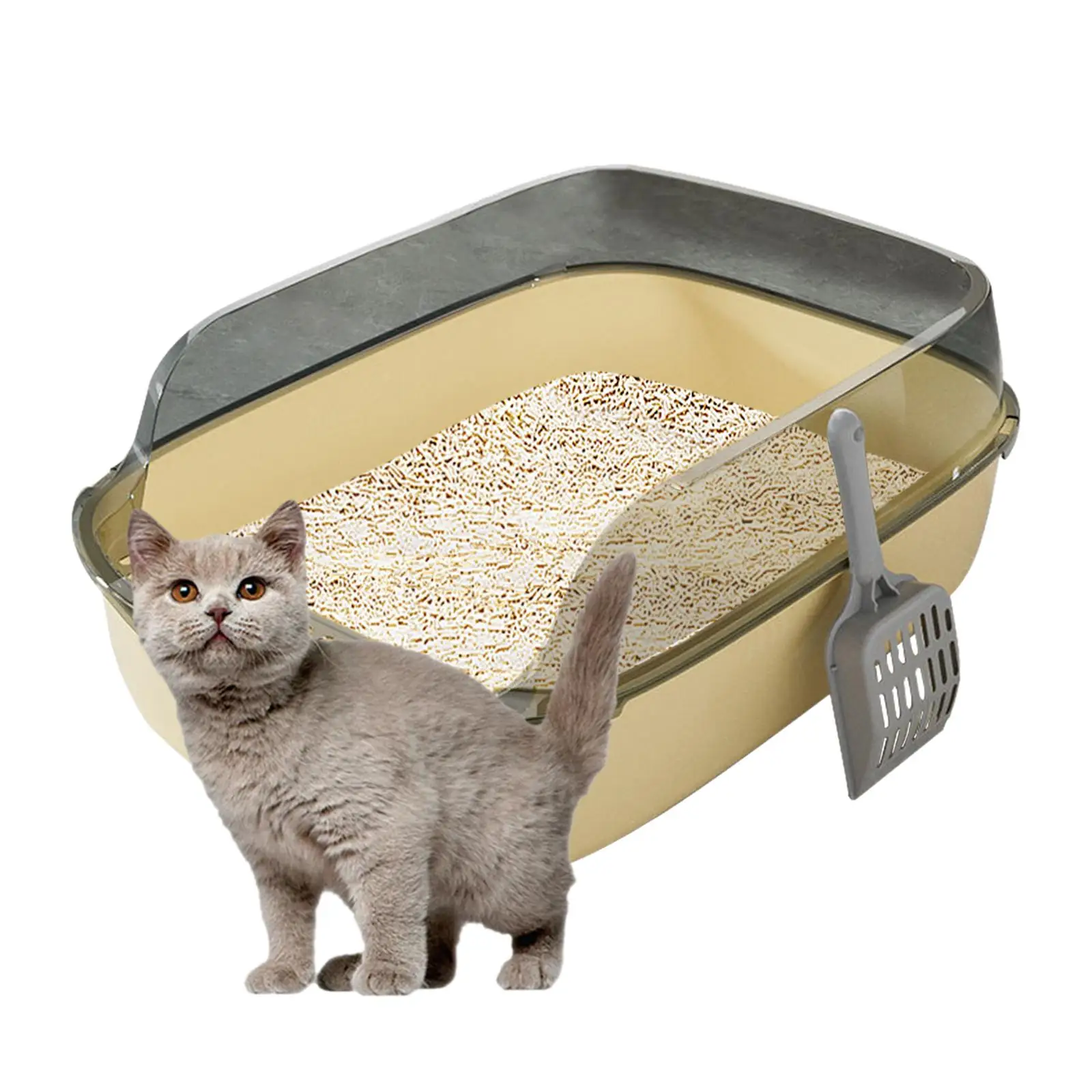 Cat Litter Box Scatter Shield Supplies Semi Enclosed Sturdy Large Anti Splash Cat Toilet Open Top Kitty Litter Pan Kitty Cat
