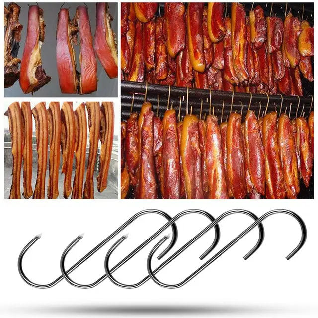 Hook Or Slicestainless Steel S-hooks For Smoking & Grilling - 10pcs Butcher  Meat Hooks