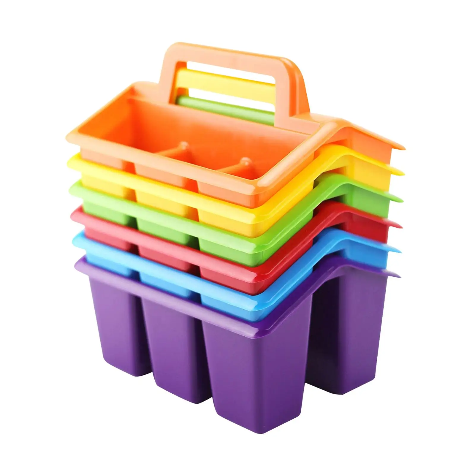 6x Pen Supply Organizer Multiple Use Organizer Divided Art and Craft Storage Organizer Dustproof Bin Plastic for Desk