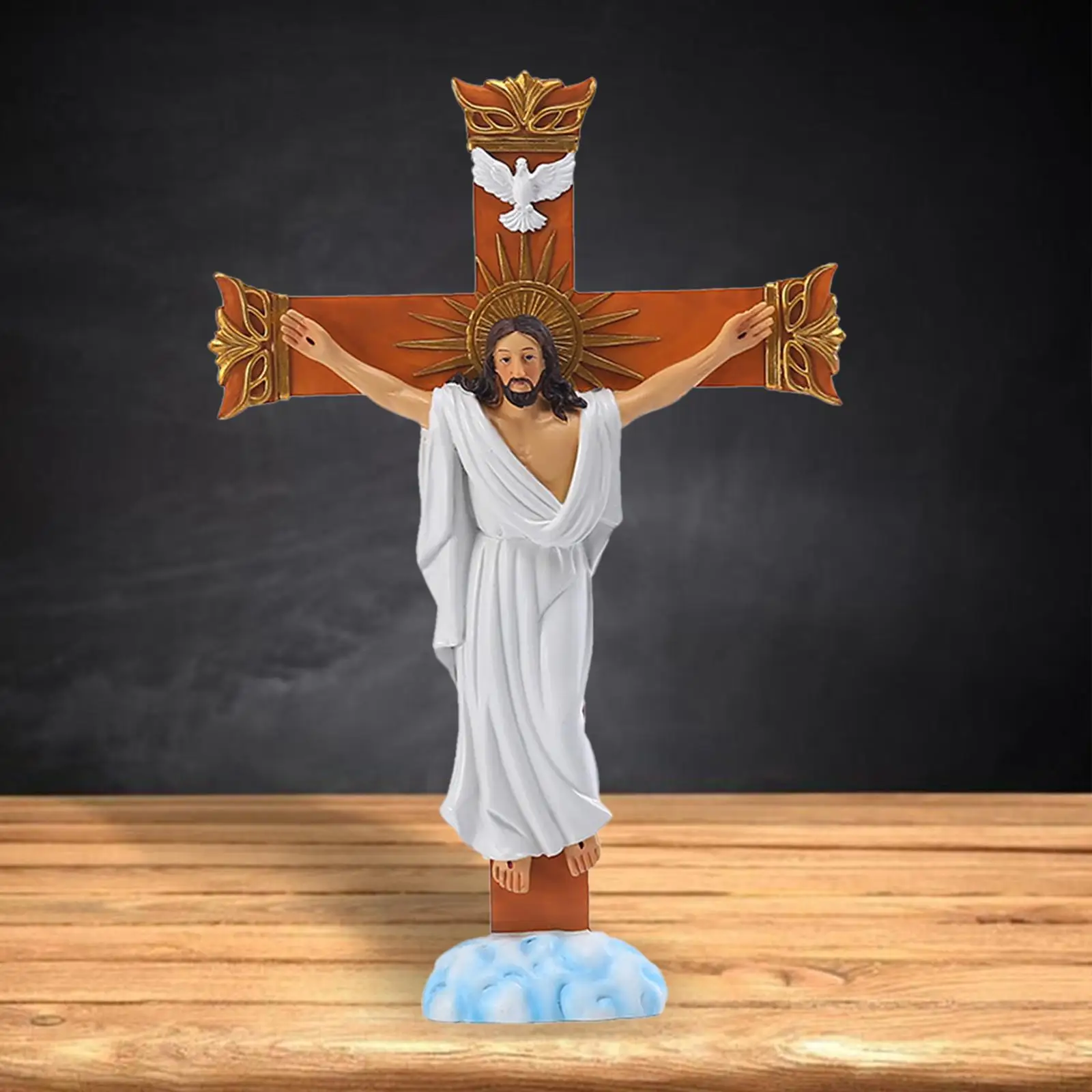 Jesus Figurine Tabletop Resin Crucifix Statues Religious Figure Home Decor