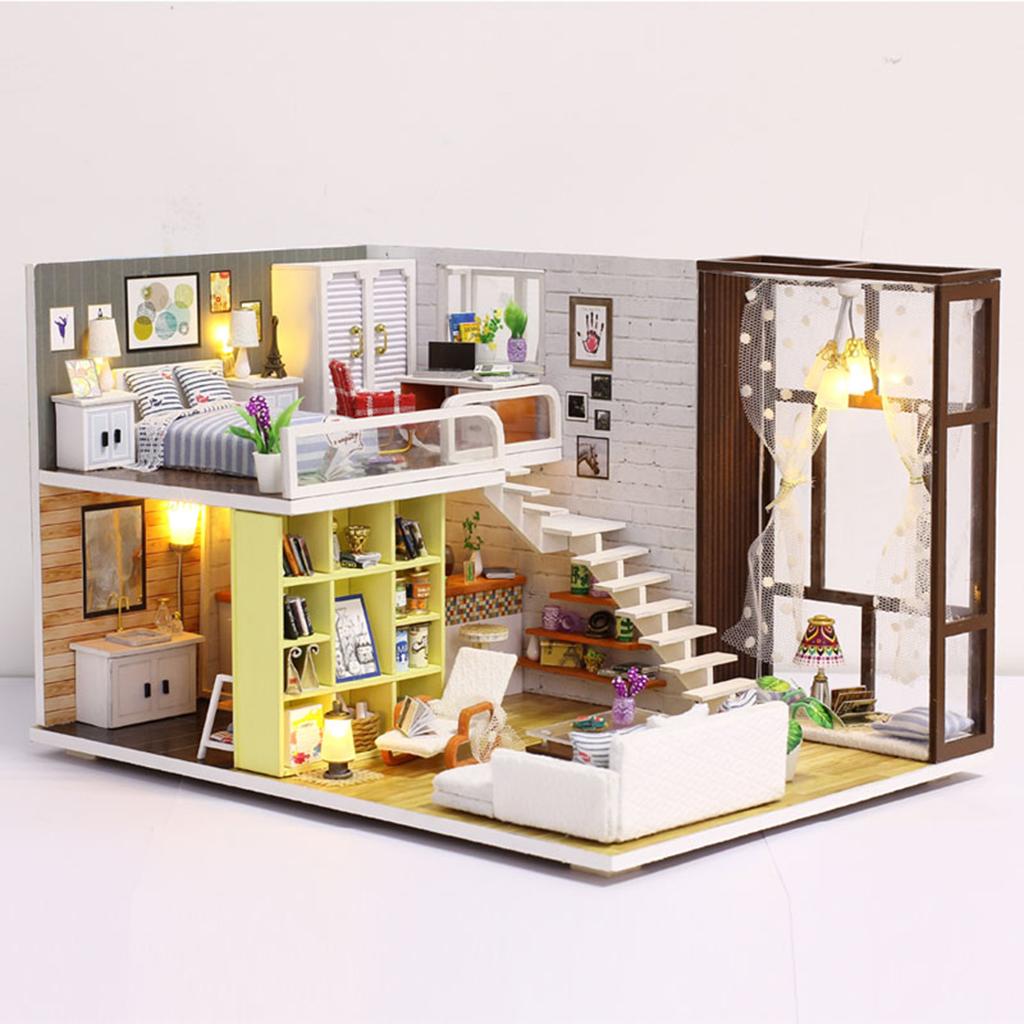 Crafts 1/20 Dollhouse DIY Modern House 3D Puzzle Furniture Kit Toy Gift