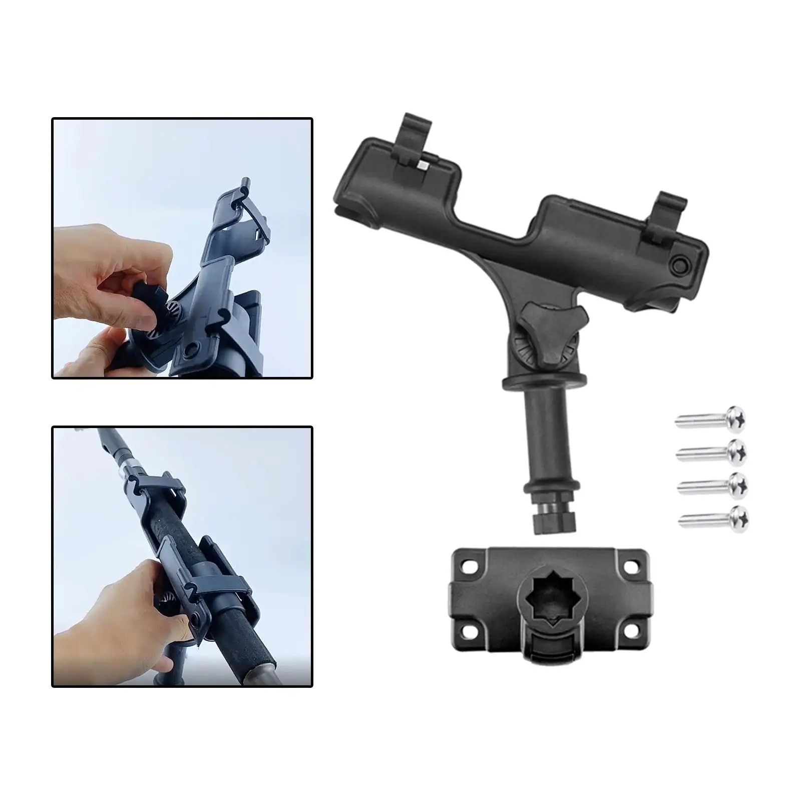 Fishing Boat Rod Holder Rotatable Side Mount Rod Rack with Screws Support Bracket Stand for Canoe Yacht Dinghy Kayak Raft