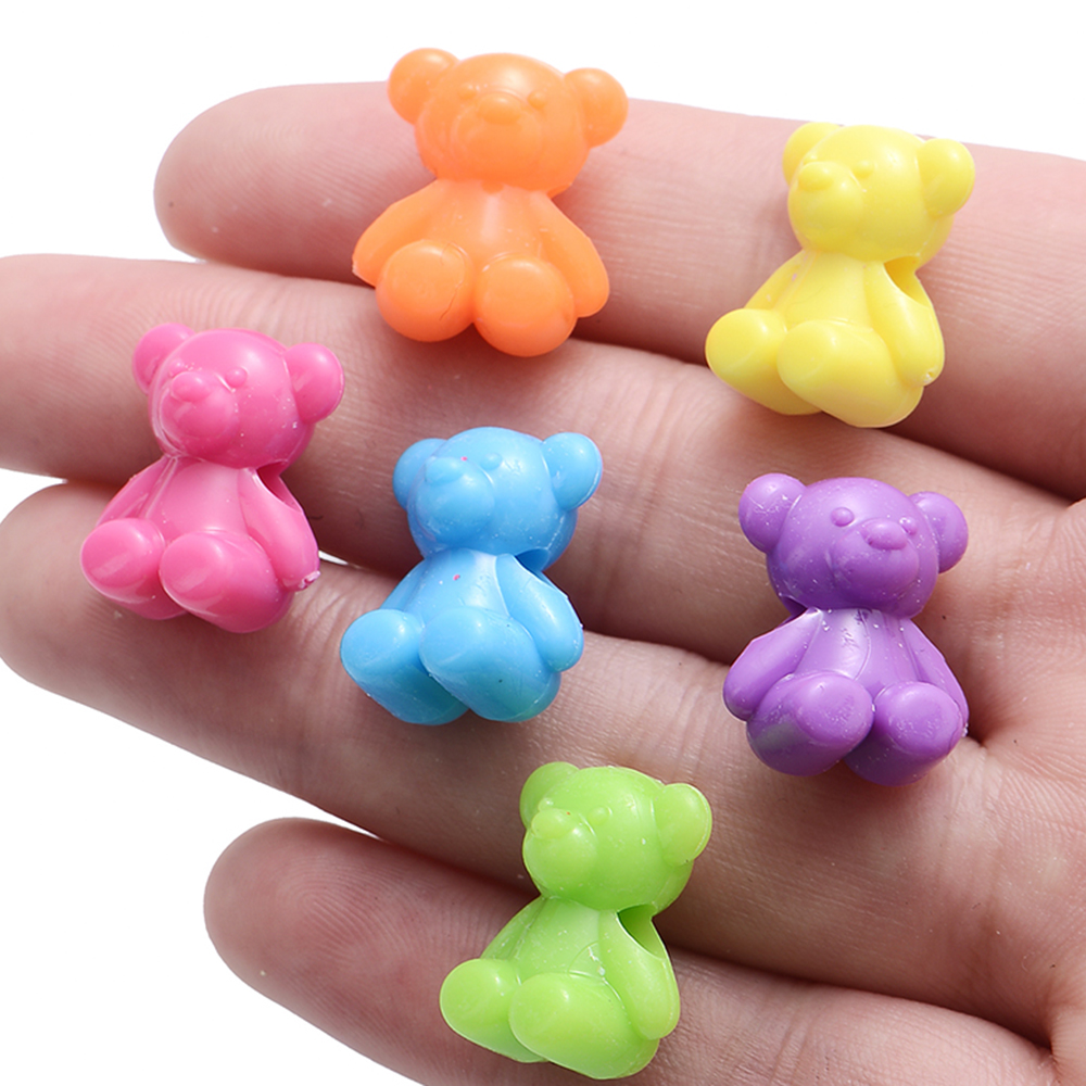 30 teile/los Mix Farbe Nette Bär Form Acryl Perlen 18x15,5mm Lose Spacer Perlen Für Schmuck Machen zubehör DIY Ornament – Detail 2