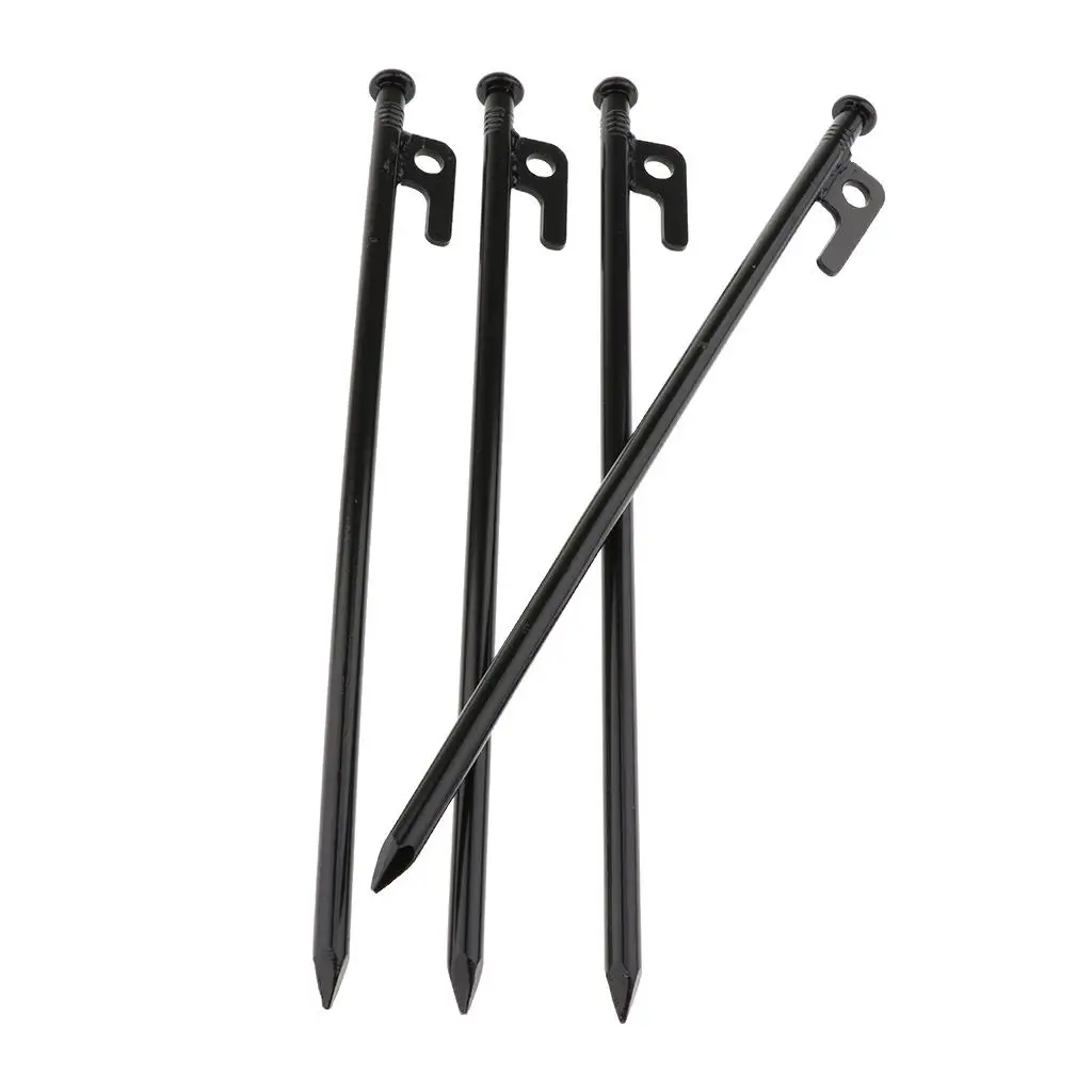 2x 4pcs Forged Steel Metal Outdoors Tent Stakes Pegs for Trip Hiking Gardening - 30cm