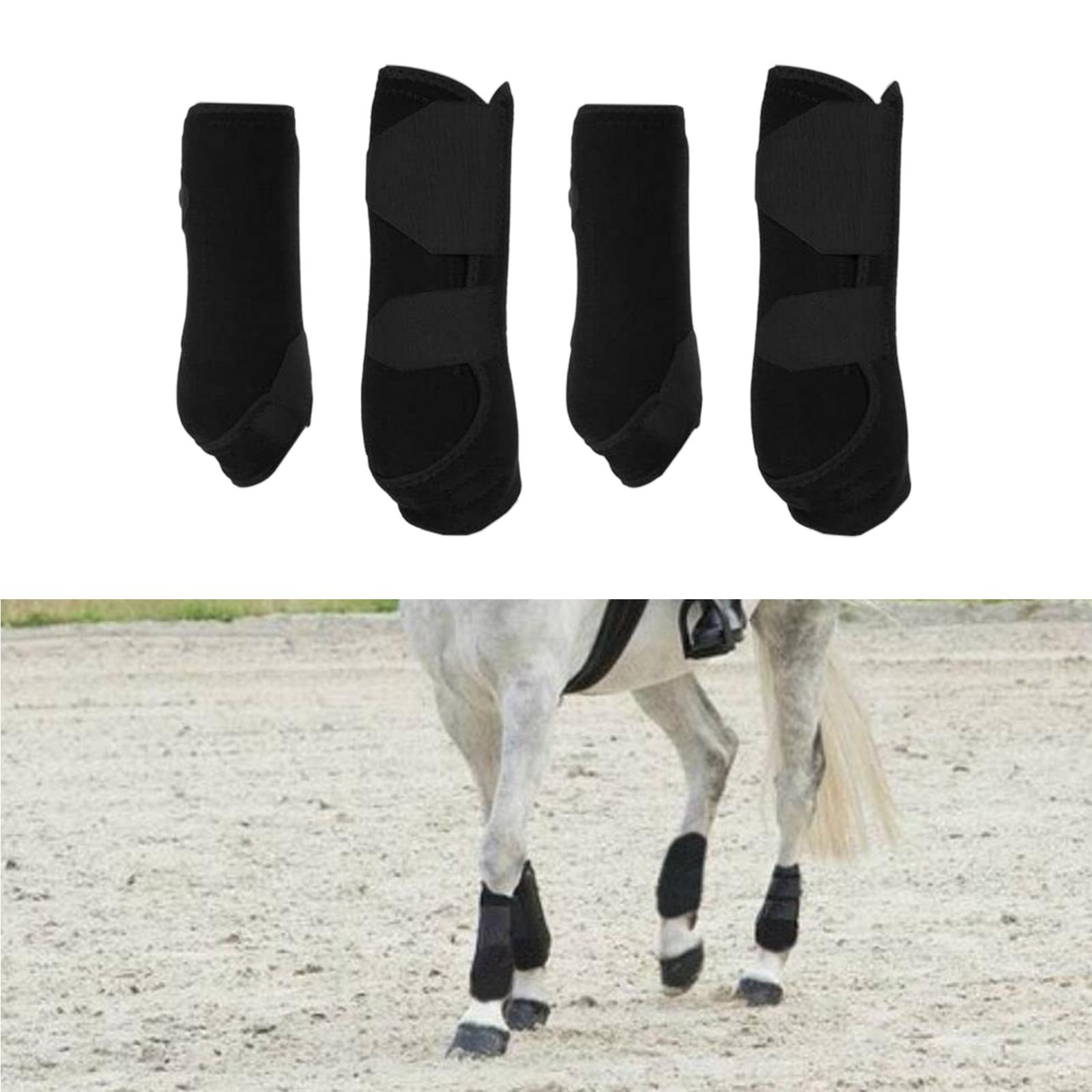 4Pcs Neoprene Horse Boots Leg Wraps Shockproof Tendon Protection Protector Leg Guard for Jumping Training Equestrian Equipment