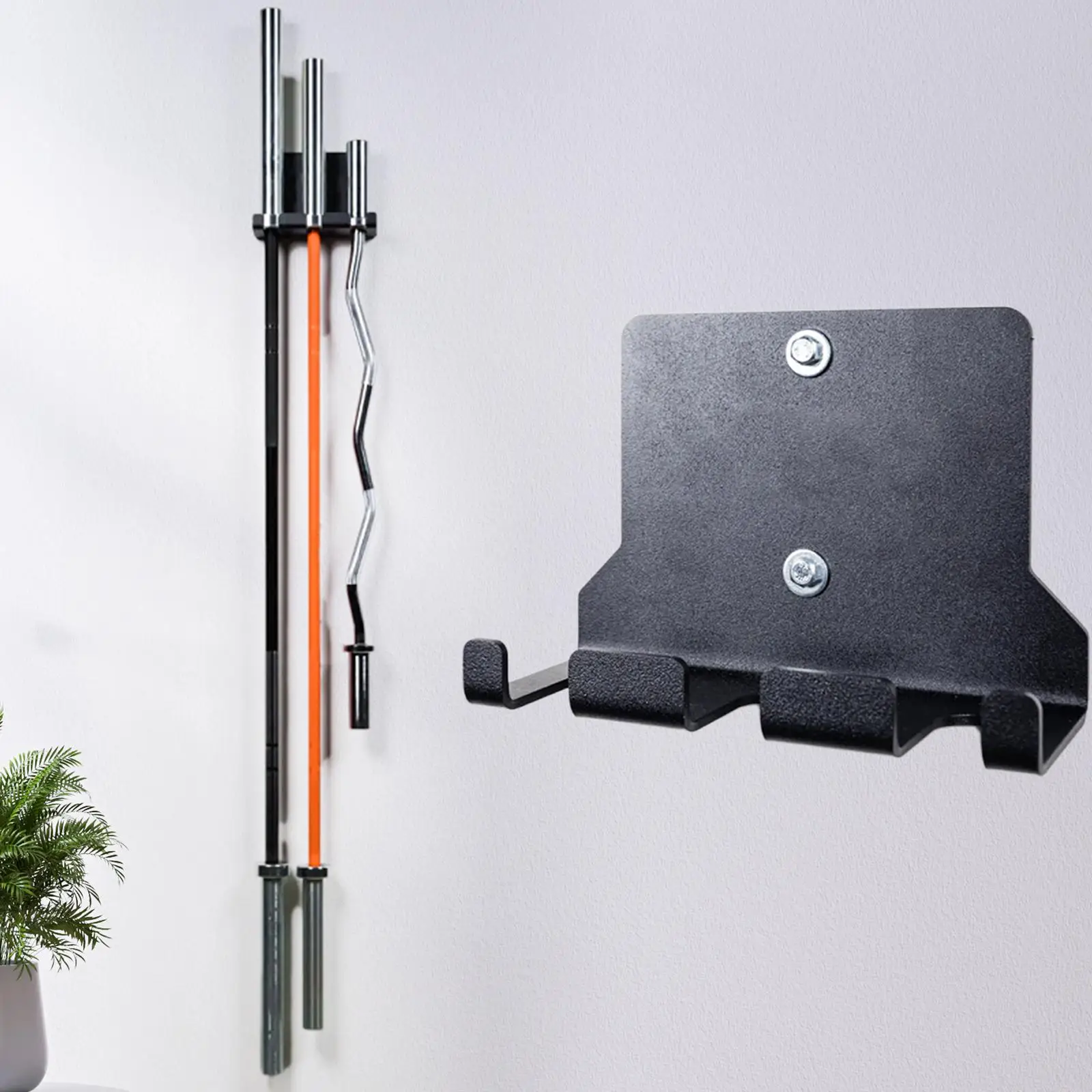 Barbell Storage Holder  Mounted Space Saving Hanger for Fitness Gym