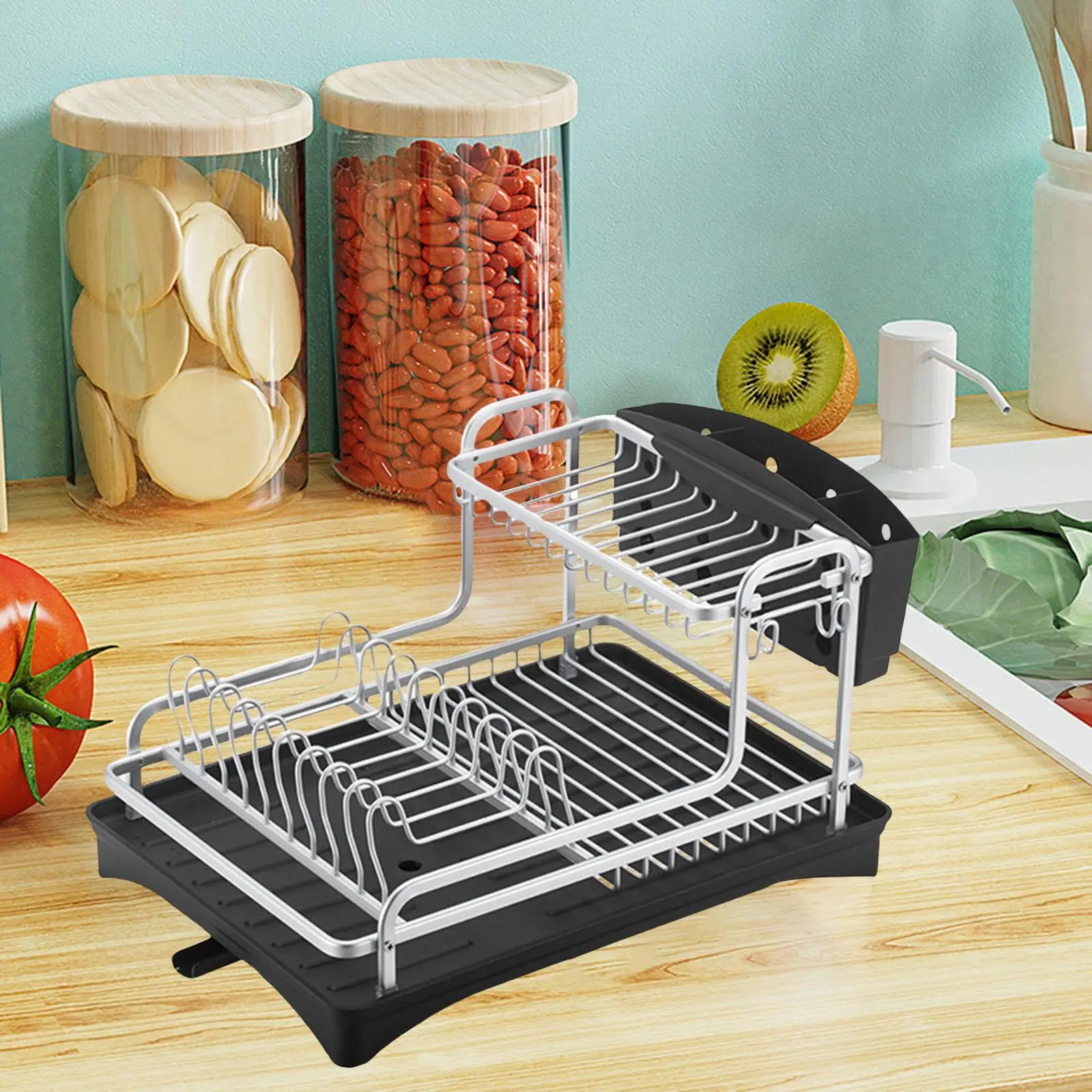 Dish Drying Rack Cleaning Brush Holder Kitchen Organizer for Countertop