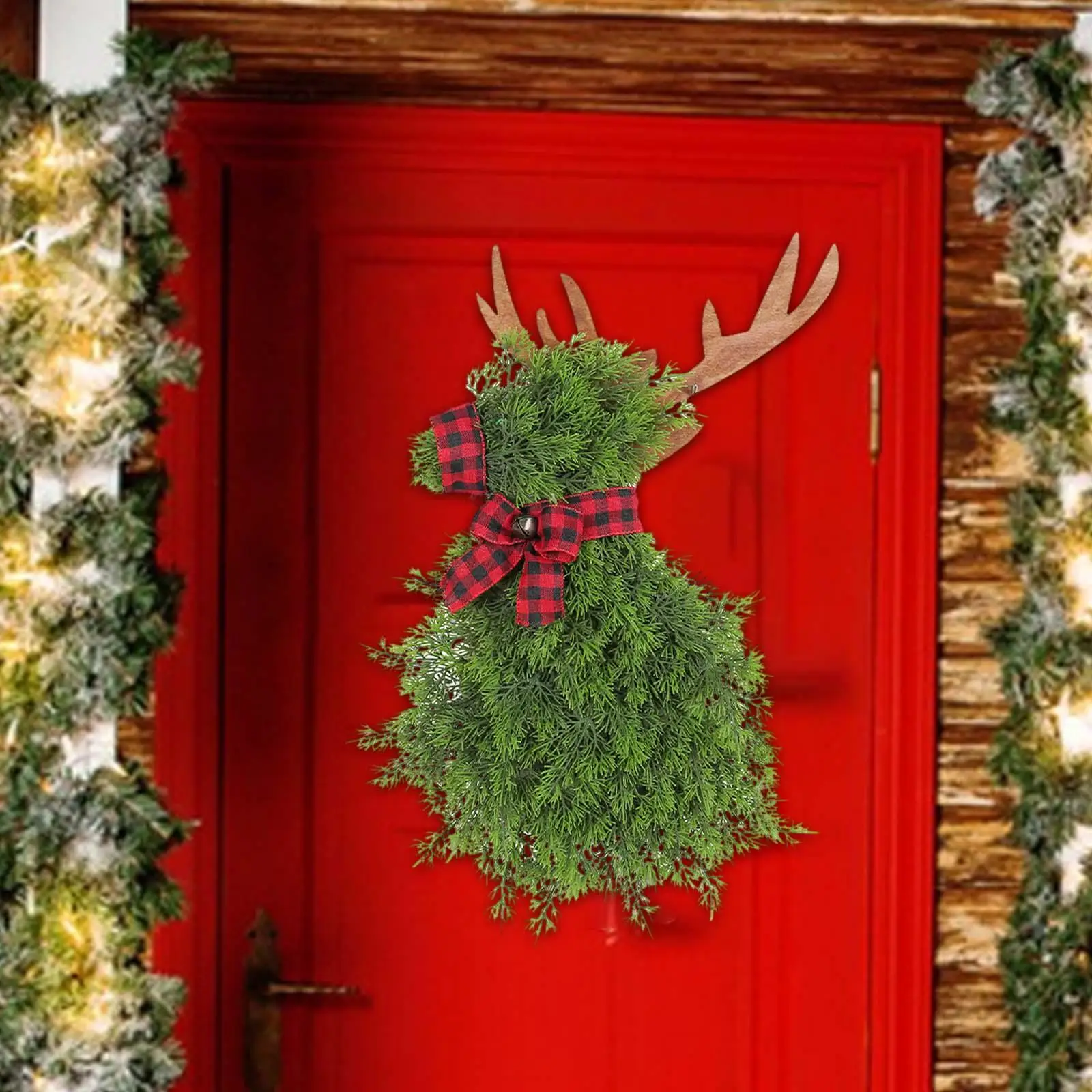 Elk Christmas Wreath Decorative Supplies Home Decor Xmas Wreath Door Hanging Wreath for Home Wall Office Porch Indoor Outdoor