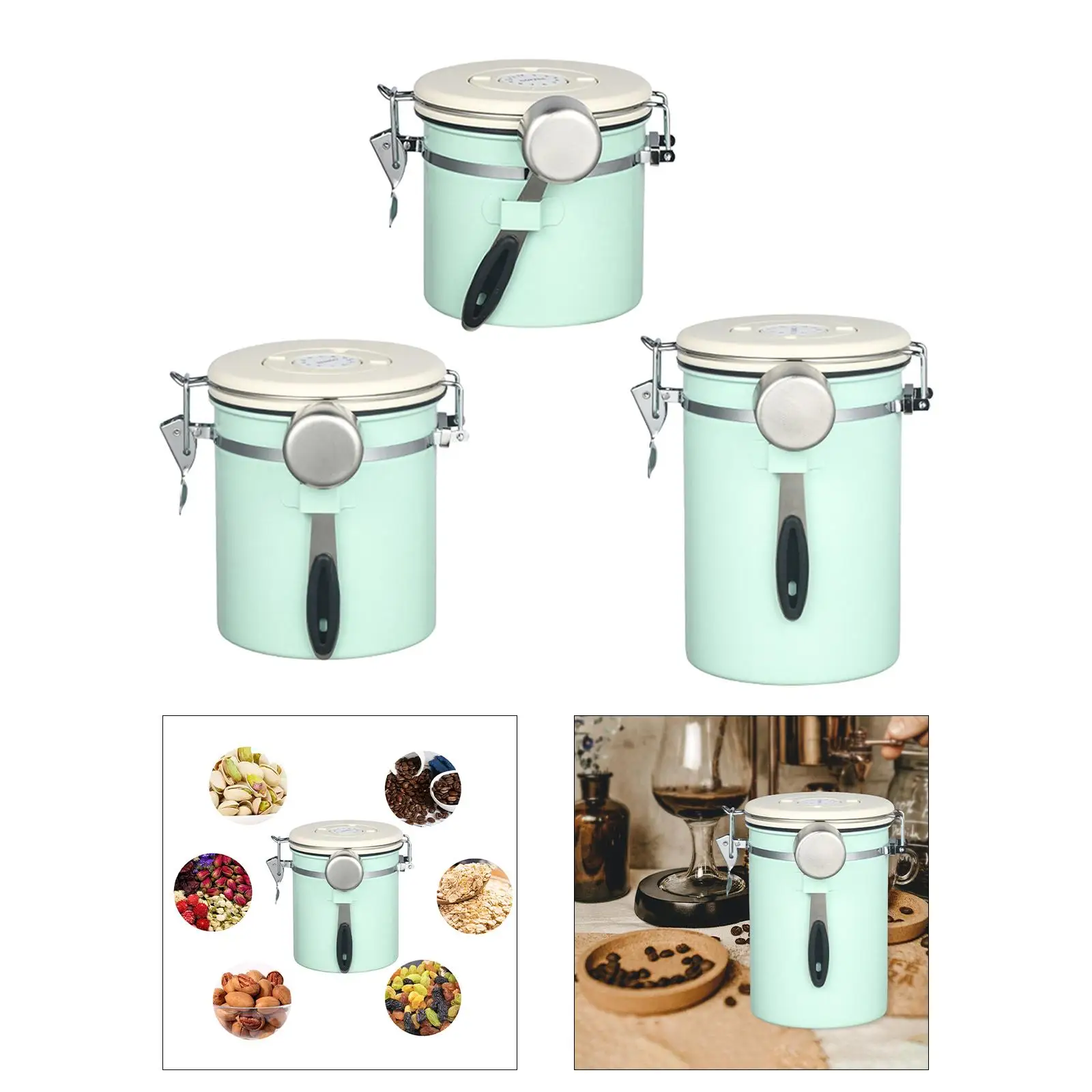 Multifunctional Coffee Canister Airtight Coffee Jar Storage Container for Flour Ground Sugar Cereal Beans