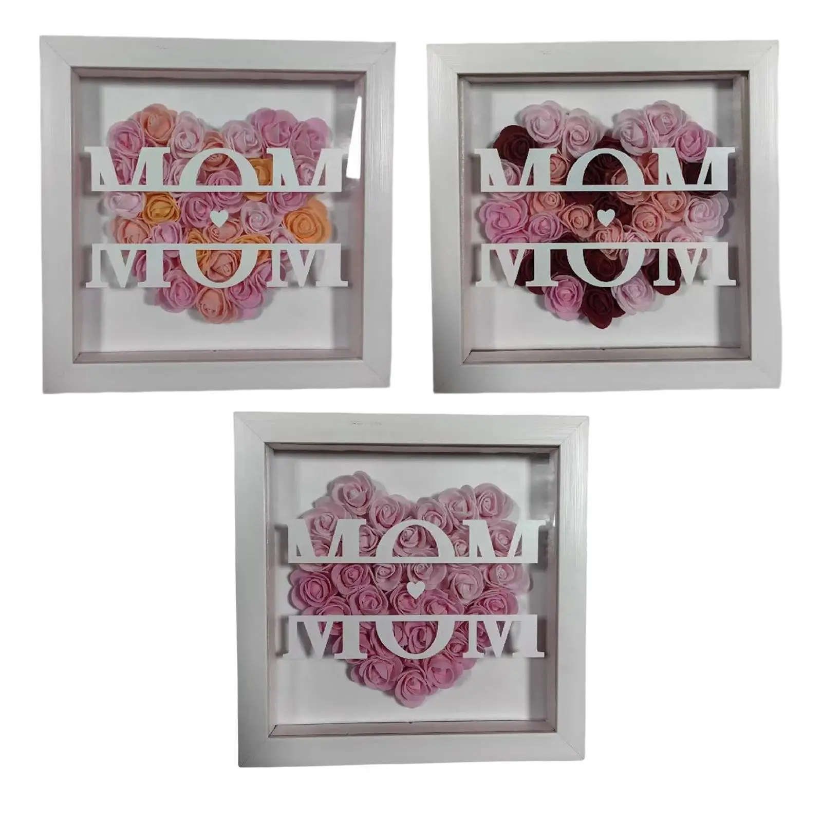 Personalized Heart Shaped Mom Flower Shadow for Drawing Room Entry