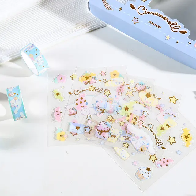 9Pcs/Set Sanrio Washi Tape Set Paper Stickers Scrapbooking flower Adhesive  Washitape Stationary gift Mymelody Kuromi Cinnamoroll - AliExpress
