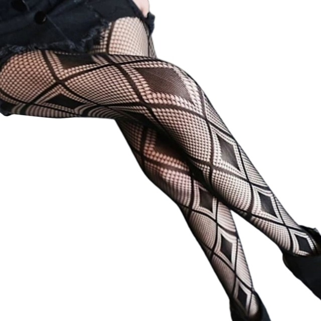 Women Sexy Hollow Out Cross Fishnet Pantyhose Gothic Punk Rhombus Diamond  Plaid Patterned Sheer Mesh Tights Stockings - Tights - AliExpress