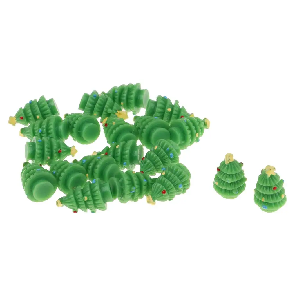 1/12 Scale Christmas Tree Model Light Green Dollhouse Accessory (20 Pieces)