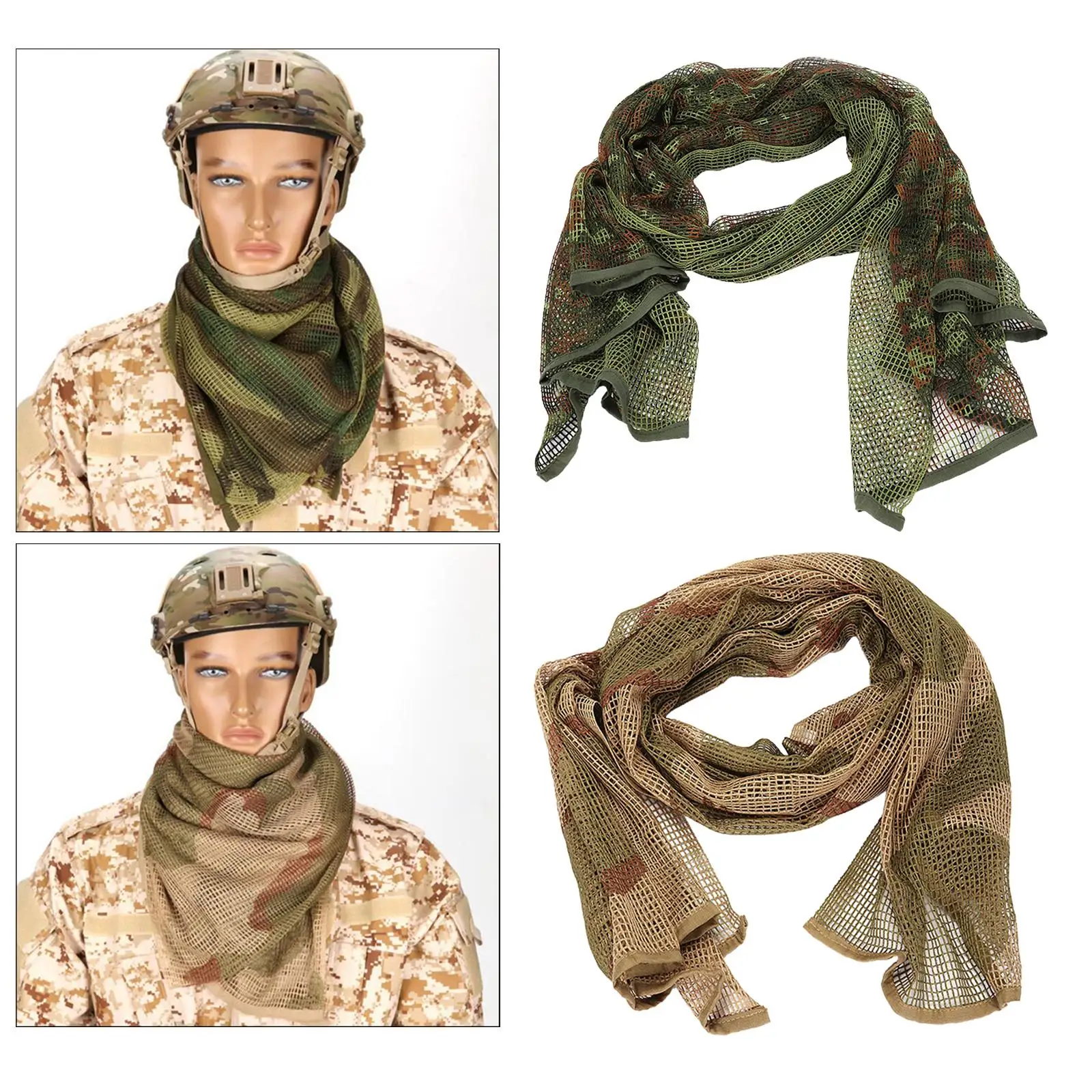 Camo Scarf Face Veil Women Men Mask Bandana Net Scarf Head Wrap Scarves for Outdoor Activities Hunting Cycling Camping