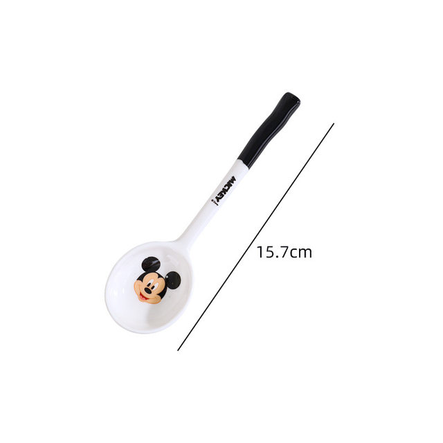 Disney Mickey Mouse Cartoon Soup Spoon Ceramics Food Short Handle Spoon  Cooking Kitchen Cooking Stirrer Spoon Kitchen Supplies