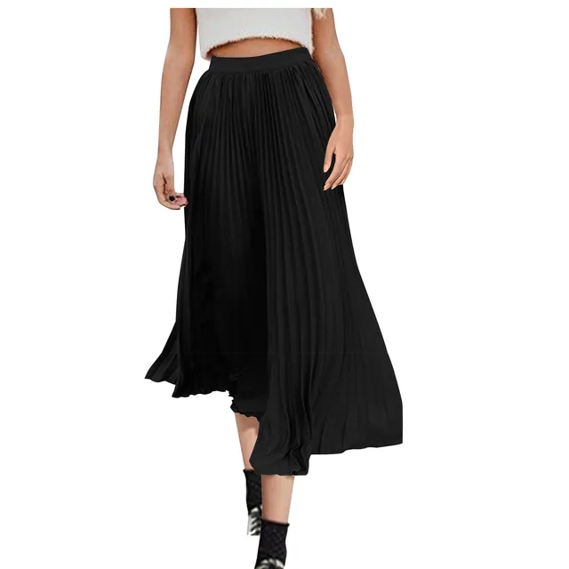 Faldas Largas Elegantes Elegantes De La Calle Estilo De La Calle Falda Midi  De La Vendimia De Las Mujeres Negras Sólidas Negras De La Cintura Alta De  14,81 €
