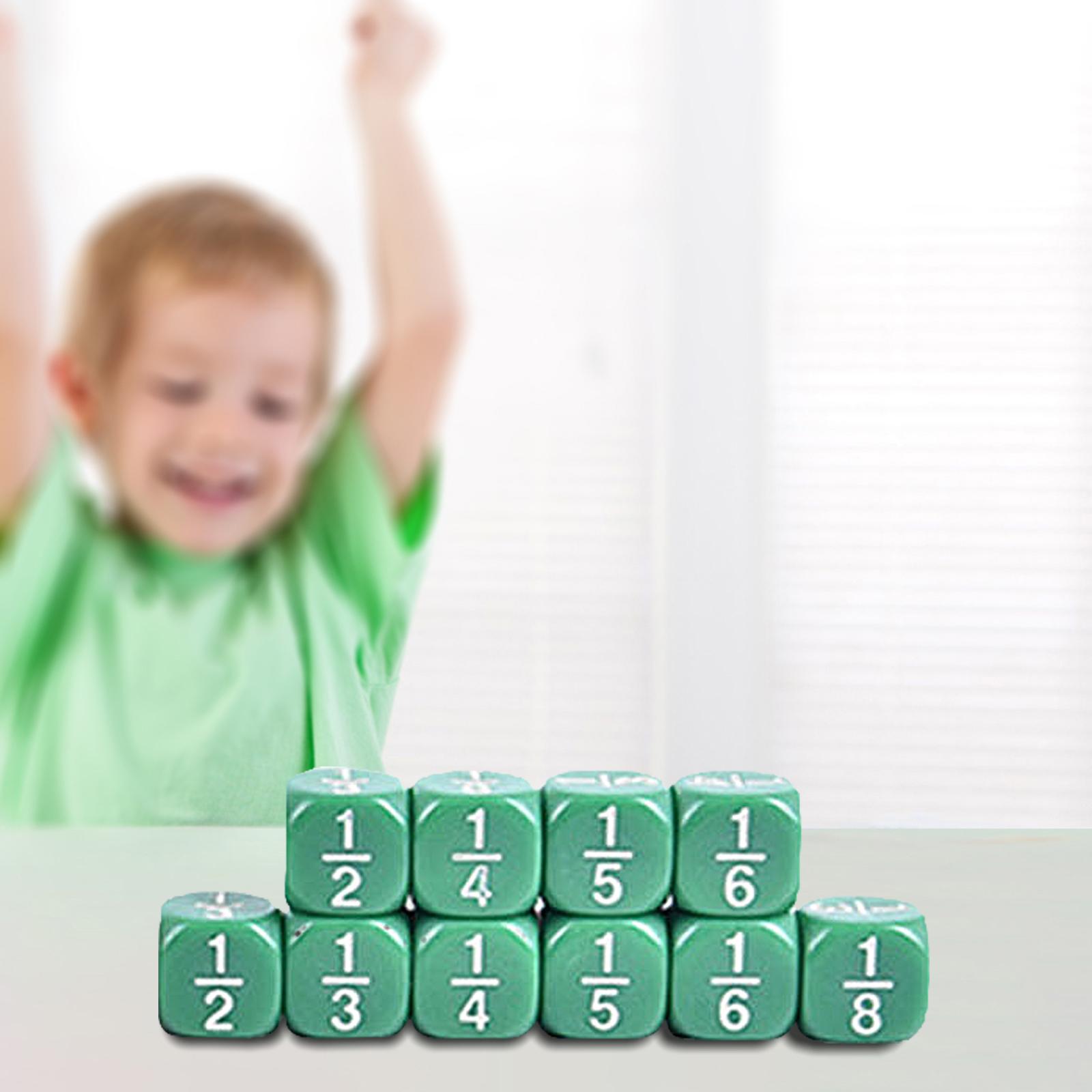 10 Pieces Acrylic Fraction Dice, Educational Kids Math Toys Classroom Games Multiple Representation Fraction Foam Dice