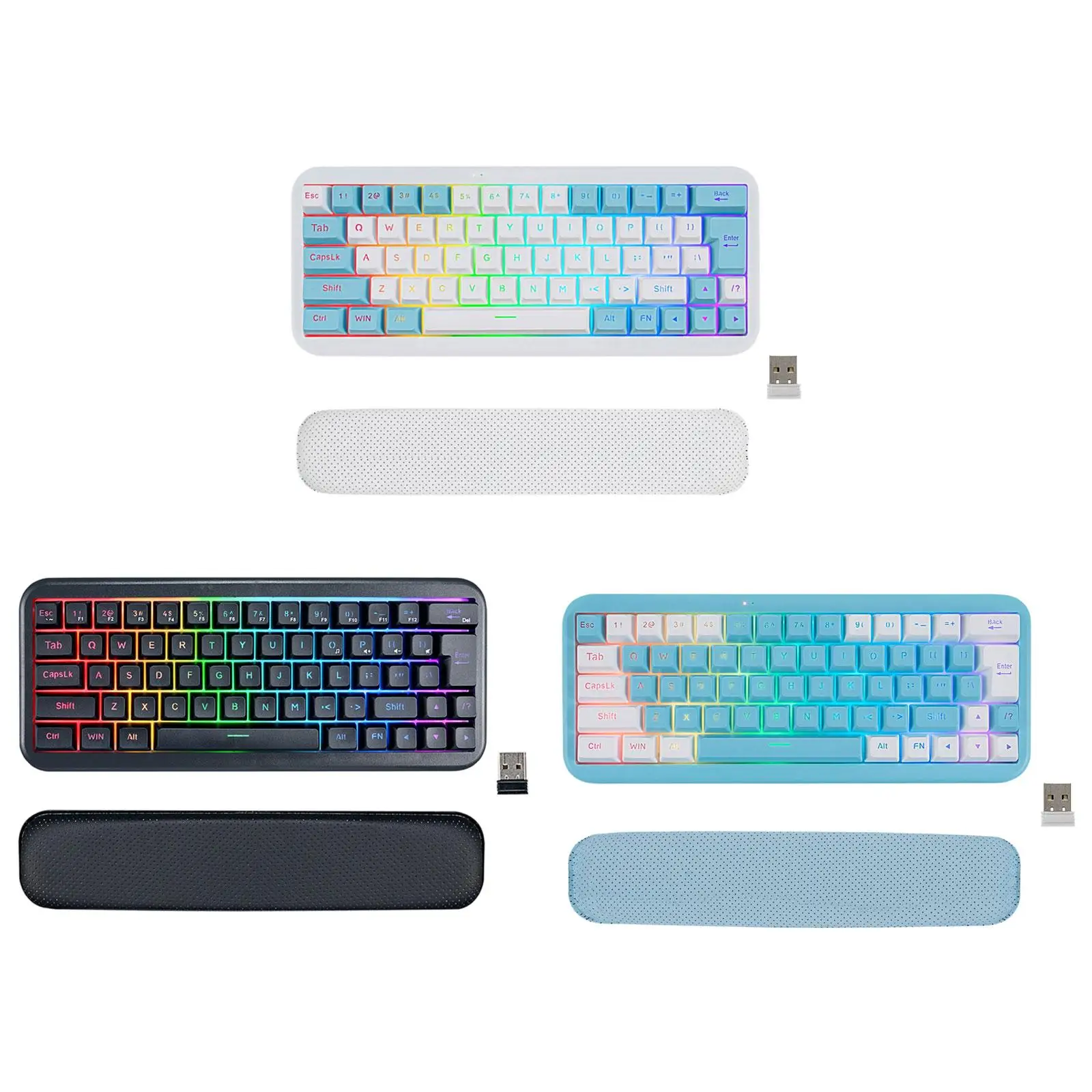   Keyboard W/ Wrist  6 Backlit plug  Rechargeable 1850mAh Full Size Compact RGB for Desktop  Office